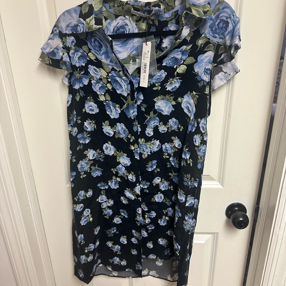 Alice and Olivia Jem Floral Ruffle Sleeve Mini Dress Size Medium - Picture 7 of 9